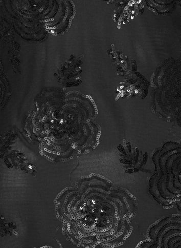 Short sequined round-neck dress ROTATE Black